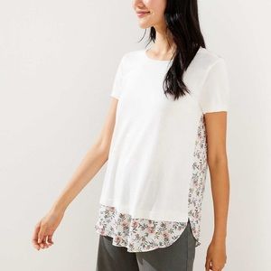 NWT Loft Mixed Media Floral White Sweater Top